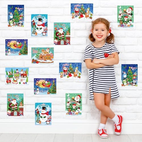 Marspark 24 Pcs Christmas Scratch Paper Xmas Scratch Crafts Bulk for Kids