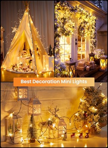 Brightown 300 LED Christmas Mini Lights, 110FT Christmas String Lights with 8 Lighting Modes, Connectable Fairy Lights Plug in for Outdoor Xmas Trees Garland Wreath Holiday Decorations, Warm White