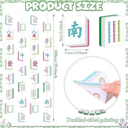 Xinnun 8 Pcs Mahjong Party Decorations Mah Jong Garland Banners