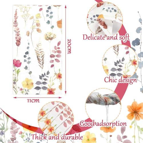 Seajan 200 Pcs Floral Napkins Paper Disposable Hand Towels for Bathroom