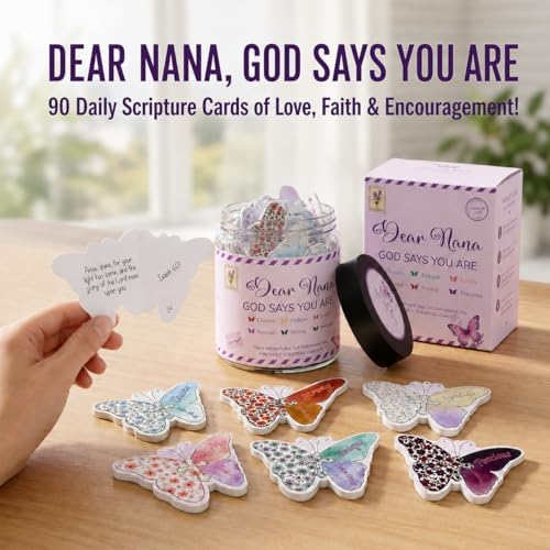 Dear Nana Gifts – 90 Daily Scripture Cards in a Jar – God Says You Are Christian Gifts for Grandma – Bible Verse Affirmation Cards – Religious Faith Gift for Nana Birthday, Mother's Day, Christmas
