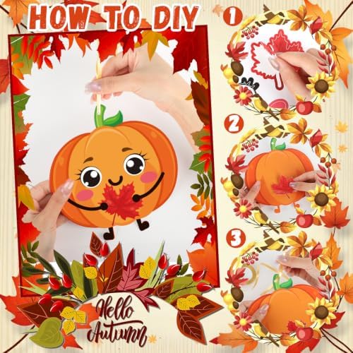 Fall Crafts for Kids Adults 24 Sets DIY Animal Ornament Thanksgiving Stickers Make Your Own Turkey Scarecrow Pumpkin Owl Arts and Crafts Decorations for Autumn Harvest Home Classroom Party Favors