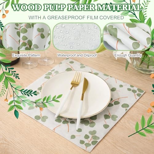 Marspark 100 Sheet Eucalyptus Wax Paper for Food Wrapping 12 x 12 Inch