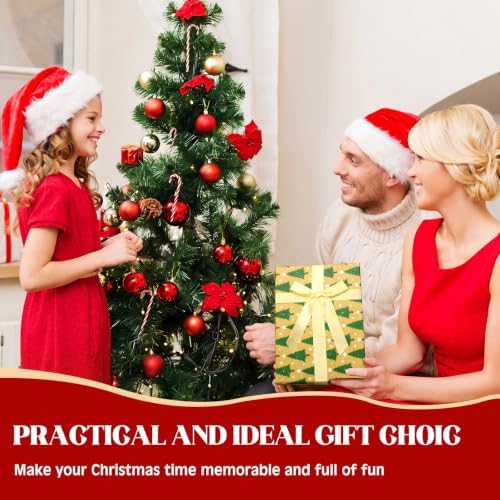 Cholemy 6 Pcs Christmas Nesting Gift Box, Green Pine Tree, Gold