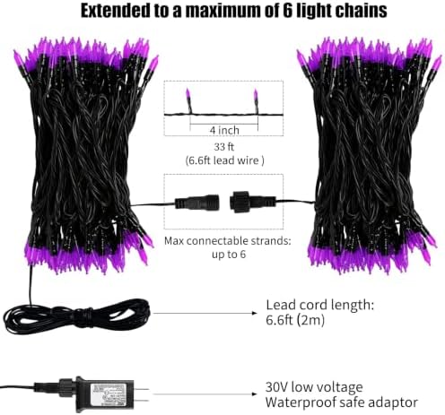 Purple LED Outdoor Halloween Lights, 39Ft 100 LED Halloween String Lights