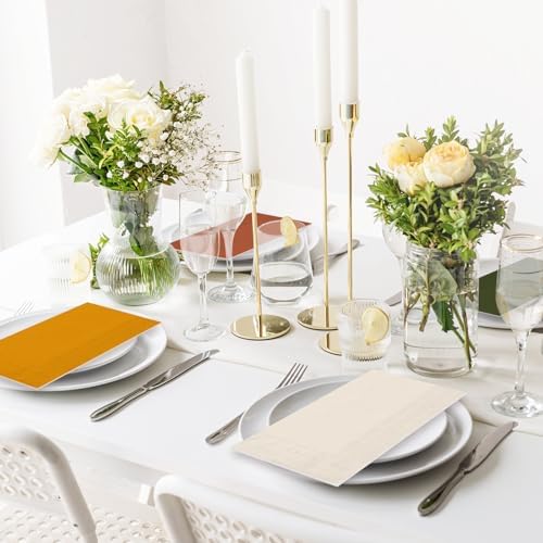 Whaline 120Pcs Modern Boho Guest Napkins Sage Green Pink Orange Brown Paper Napkins Disposable Hand Napkin Towel for Autumn Harvest Thanksgiving Bride Wedding Baby Shower Party Supplies