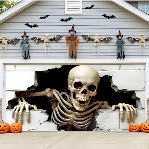 6 x 13 ft Halloween Garage Door Cover, Halloween Decorations Outdoor Hanging Banner Garage Buddy Backdrop for Home Wall Decor Holiday Spooky Party Photo Backgrounds Window Decoration