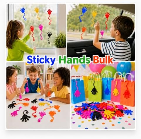 30 Pack Sticky Hands Bulk Party Favors for Kids 4-8 8-12 3-5, Stretchy Sticky Hand Slappy Hands Toys,Goodie Bag Stuffers for Kids Birthday Party,Classroom Prizes Treasure Box Toys Pinata Fillers
