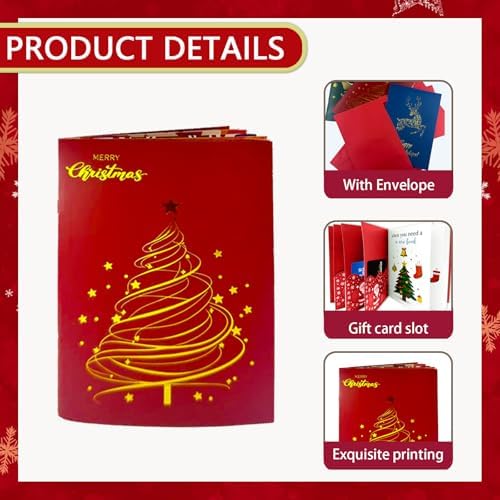 XIJQRAC Christmas Gift Card Booklet with Envelopes, Xmas Money Holder & Gift Card Holder Book （Christmas tree）, Holiday Party Supplies for Teacher Coworker Men Women