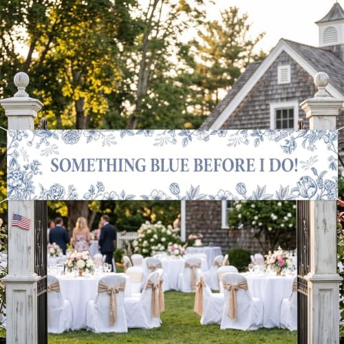 Something Blue Before I Do Banner Bridal Shower Bachelorette Decorations