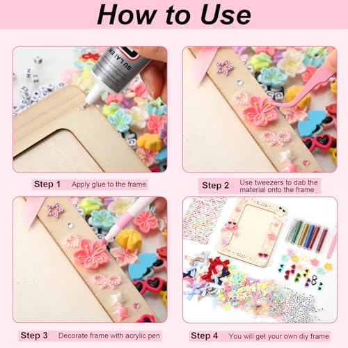 Suncalla Wooden Picture Frame Craft Kit 4x6, 10 Pcs, Rectangular Shape
