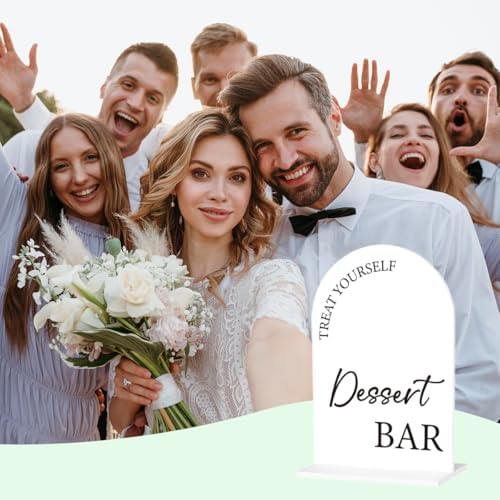 Dessert Bar Sign Treat Yourself Sign Snack Bar Decor for Wedding Engagement Bridal Shower Baby Shower Ceremony Reception Event Party Acrylic Decor 5"x7"