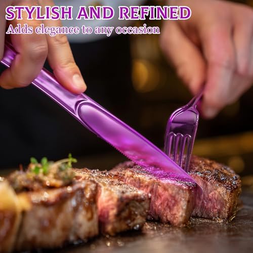 Glowserve 306 Pack Purple Disposable Plastic Silverware Set Cutlery Set