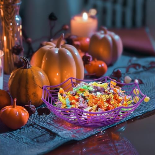 JOYIN 5 Pcs Halloween Candy Bowl Spider Web Trick or Treat Dish Decorations Indoor, Plastic Bowl Party Favors Supplies for Table Desk Haunted House Basket Decor