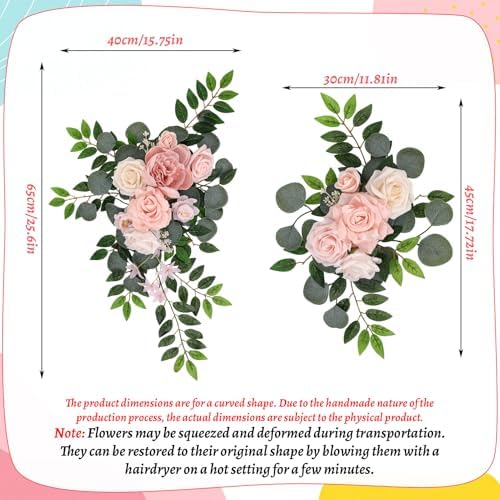 2 Pcs Wedding Arch Decorations, Wedding Arch Flowers Swag