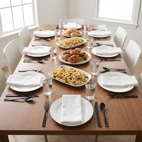 300Pcs Black Plastic Silverware Set, Disposable Forks Spoons Knives