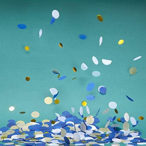 TecUnite Blue Gold Confetti Tissue Table Confetti, 2.5 cm