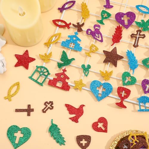 600Pcs Christian Glitter Foam Stickers Adhesive Bible Stickers