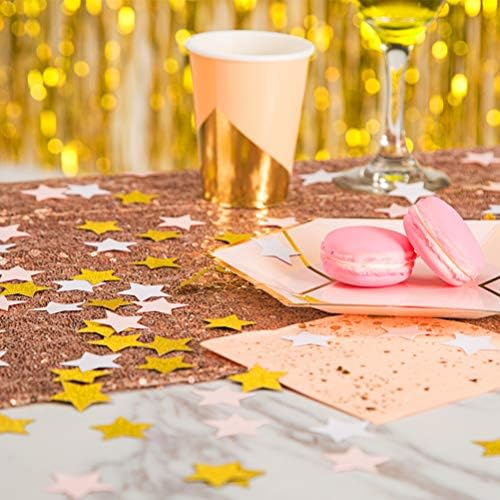 MOWO Gold, Pink and White Stars Confetti Table Decoration, 1.2'', 200pc