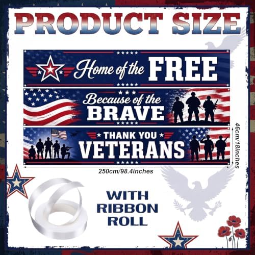 Remagr 3 Pcs Veterans Day Decorations Banner Set