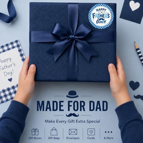 Father’s Day Stickers 60 Pcs, Happy Fathers Day Stickers for Gift Wrapping Cards Envelopes Treat Bags, Best Dad Ever Round Labels for Father’s Day Supplies Family Party Decorations