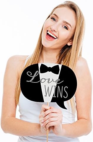Mr. and Mr. - Silver - Gay Wedding Photo Booth Prop Kit, DIY Props - 20pc
