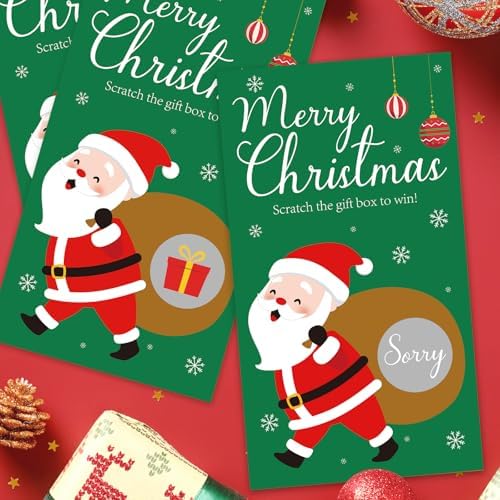 Christmas Scratch Off Cards, Fun Holiday Scratch Off Cards for Party, Christmas Lottery Tickets for Family Activities, Raffle Prize Card