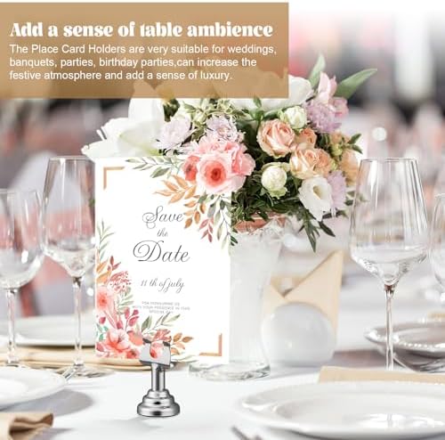 24 Pcs Silver Table Number Holder Metal 1.8 in Place Card Holder