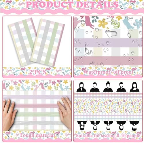 OHOME Easter Decorations - Rabbit Eggs Disposable Plastic Tablecloth Rectangular | Easter Party Decorations Supplies Favors Indoor Outdoor - Spring Holiday Backdrop Banner Table Cover for Home Kitchen