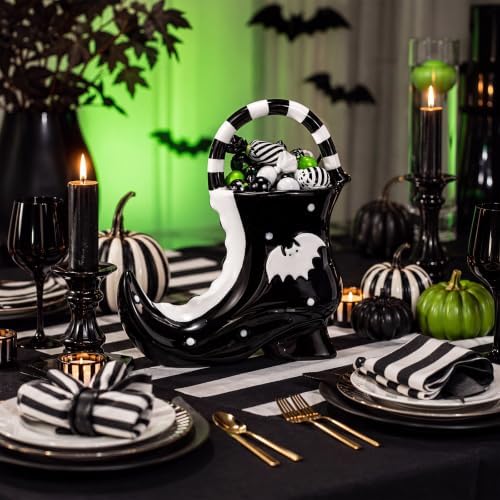 Reallnaive Halloween Candy Bowl Ceramic Witch Boot Halloween Table Decor