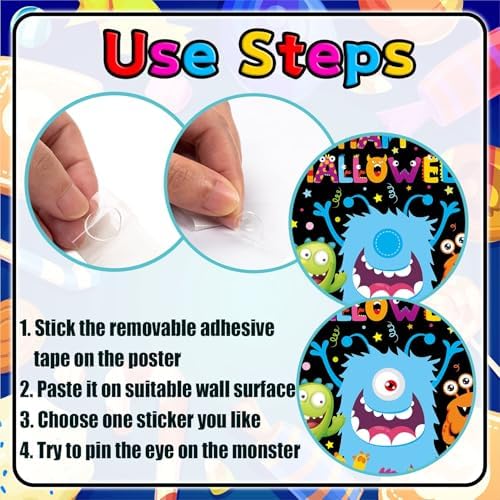 Halloween Games for Kids, Pin the Eye on the Monster Game Decorations