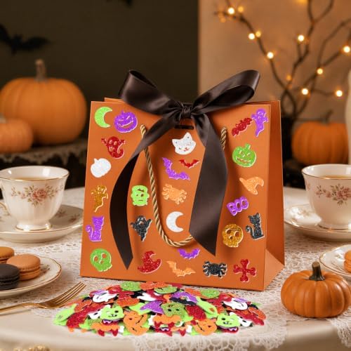 504 PCS Halloween Foam Stickers, Glitter Halloween Stickers, 8 Sheets