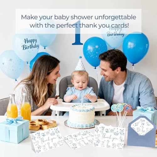 48 Pack Baby Shower Thank You Cards with Envelopes (Cute Bear)