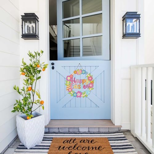 Sereliy 24 Pcs Easter Coloring Wreath Crafts, Color Your Own Easter Crafts, DIY Paper Eggs Wreath for Home Activities Games. (Egg.24PCS)