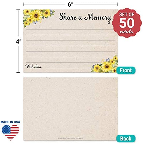 321Done Share a Memory Cards for Celebration of Life, 4x6, Tan, Sunflower