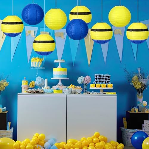 Baquler 12 Pcs Halloween Hanging Lanterns Decorations, Yellow, Blue