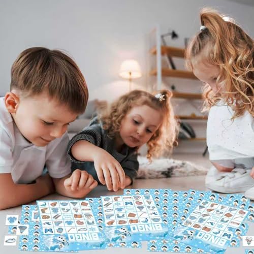 Snowman Christmas Bingo Game for 24 Players & Teams - Large Group Family Holiday Party Game, Kids Activities, Crafts, Party Favors and Gift