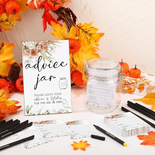 Sintuff 114 Pcs Boho Floral Wedding Advice Jar Cards for the Mr and Mrs