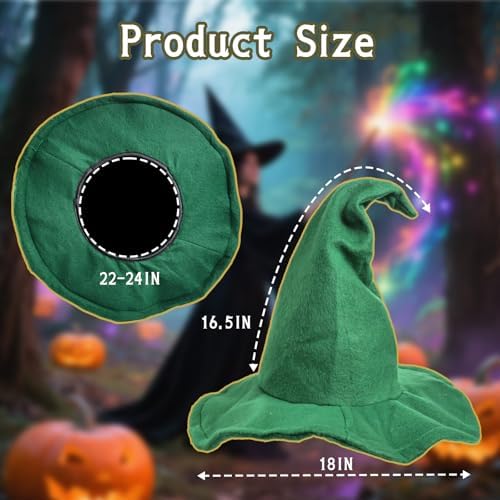 NTIERA Witch Hat, 18IN Wizard Hat Cosplay Accessories for Halloween Costume Party Christmas Masquerade Carnivals