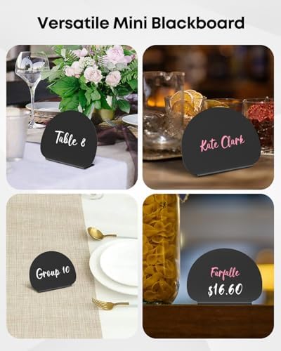 Uniclife 20 Pack Mini Chalkboard Signs for Food, Small Chalkboard Signs with Chalk Markers, Reusable Matte PVC Food Signs Food Labels for Party Buffet Wedding, Blackboard Place Cards Table Signs