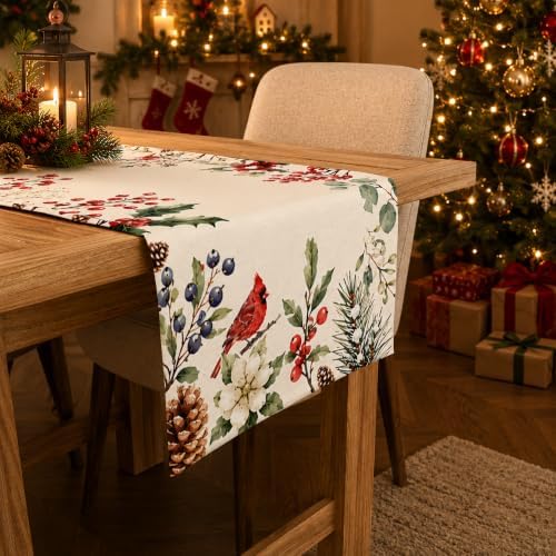 Christmas Decorations - Elegant Farmhouse Christmas Table Runner