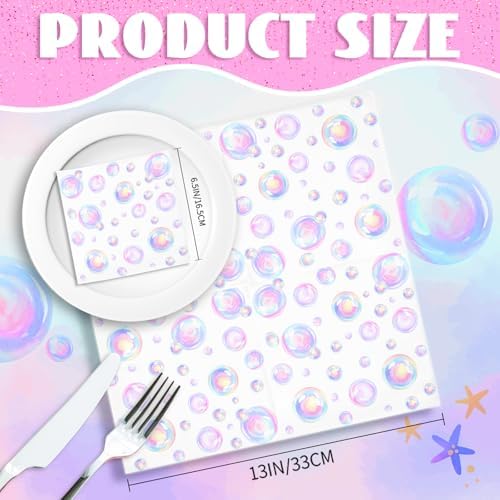 Bubbles Paper Napkins - 50Pcs, 2Ply, 6.5 × 6.5 Inches