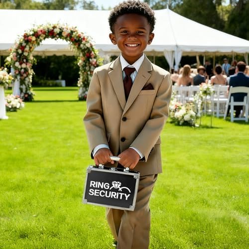 Wedding Ring Security Box for Young Boys, Portable Buckle Closured Security Briefcase with Padded Pillow Lining, Ring Bearer Gifts for Ceremony Proposal 7.9 x 5.5 x 3.5 inch (7pcs Set)