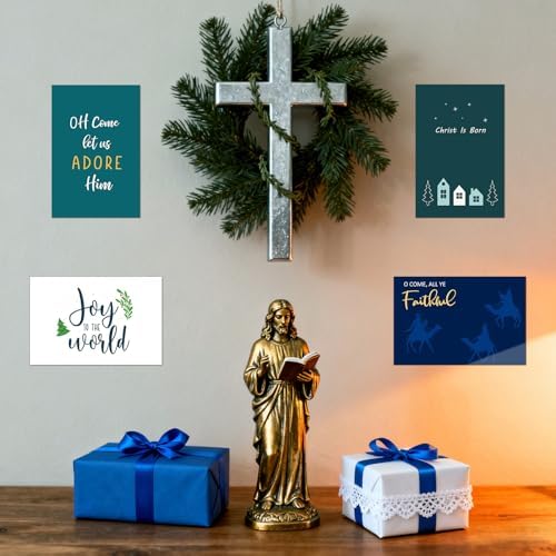 Nuanchu 80 Pcs Religious Christmas Postcards 4'' x 6'' Nativity Holiday Christian Cards Christmas Greeting Cards for Friends Relatives, 20 Designs