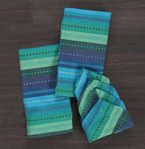 Lightnpro Salsa Stripes Cloth Napkins Set of 12, 18x18 Inch, Teal Multi