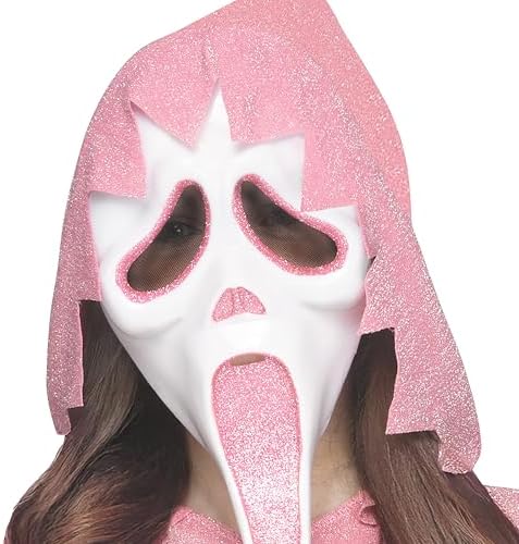 Fun World Girls' Shimmer Ghost Face Costume, Large 12-14, Pastel Pink
