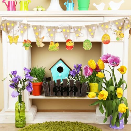 36PCS Wooden Easter Ornaments to Paint, 6 Styles DIY Blank Unfinished Wood Egg Cutouts Ornament for Crafts Hanging Decorations Happy Easter Hallow Egg Rabbit Bunny Butterfly Flower Hen