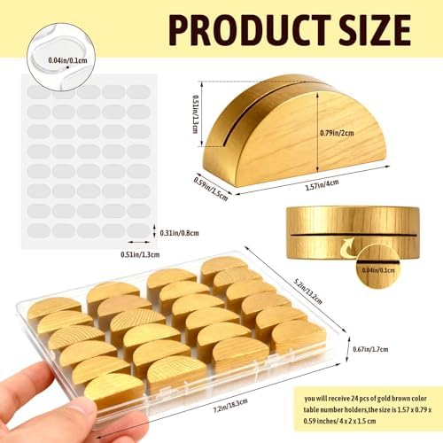 24Pcs Gold Wood Table Number Stands 1.57 In Wood Place Card Holders