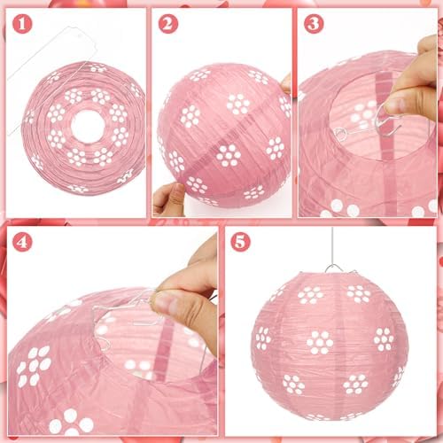 Baquler 12 Pcs Cielito Lindo Hanging Lanterns Decorations, Pink