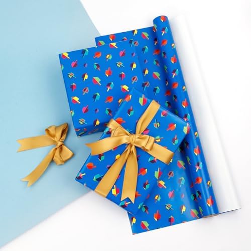 Happy Hanukkah Gift Wrap Chanuka - Dreidel Design 17.5" IN. X 180" IN. Each (Pack of 2 Rolls)